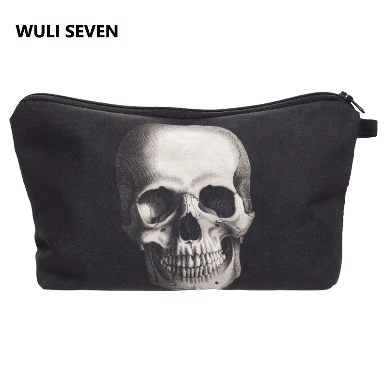 

WULI SEVEN 3D Skull Printing Portable Cosmetic Bag Creative Style Skull Cosmetic Bag Traveling Makeup Storage For Women