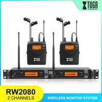 xtuga top qualityrw2080 in ear monitor system 2 channel 2 bodypack monitoring with in earphone wireless sr2050 typewhole metal