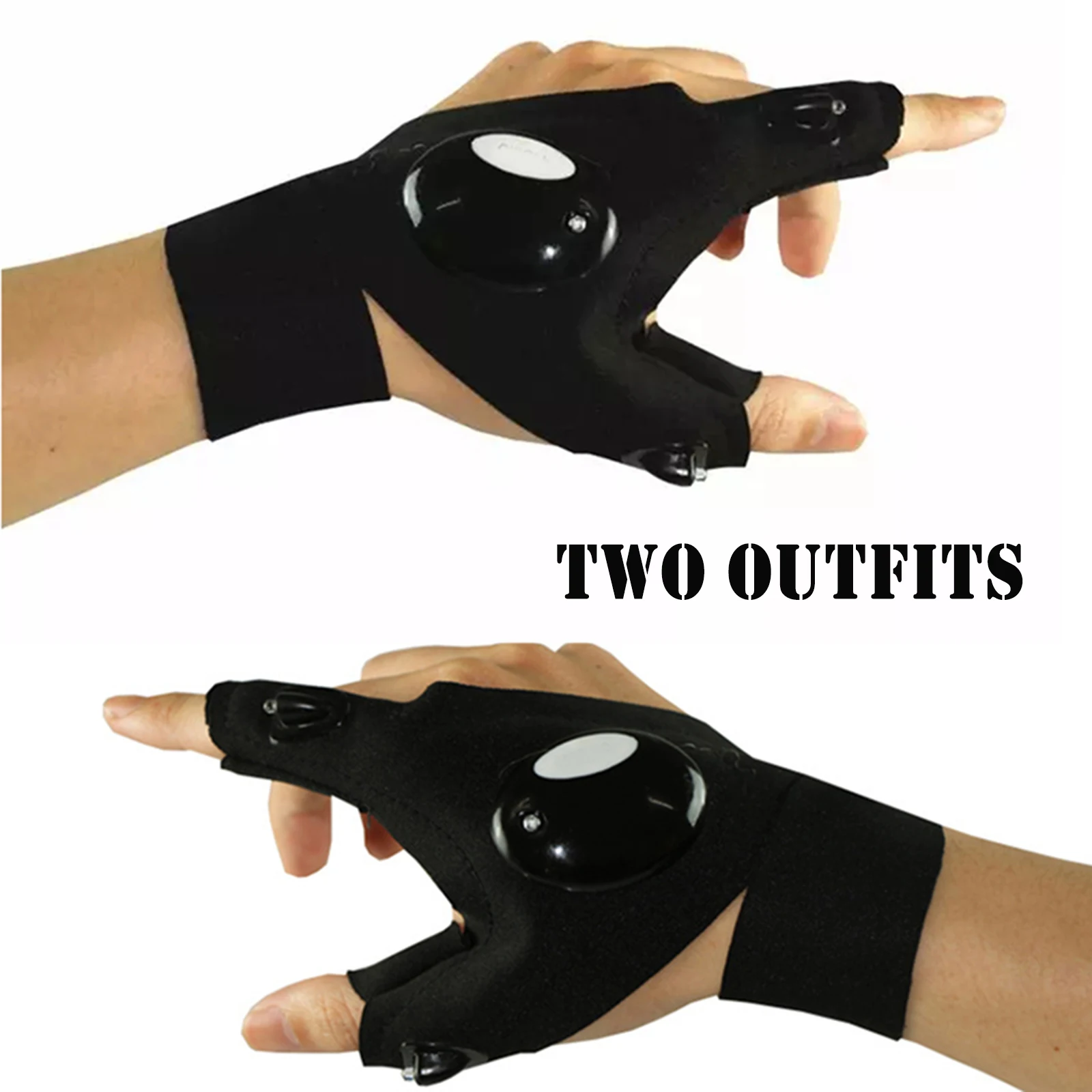 

2021 Fingerless Glove LED Flashlight Torch Outdoor Tool Fishing Camping Hiking Survival Gloves JU8