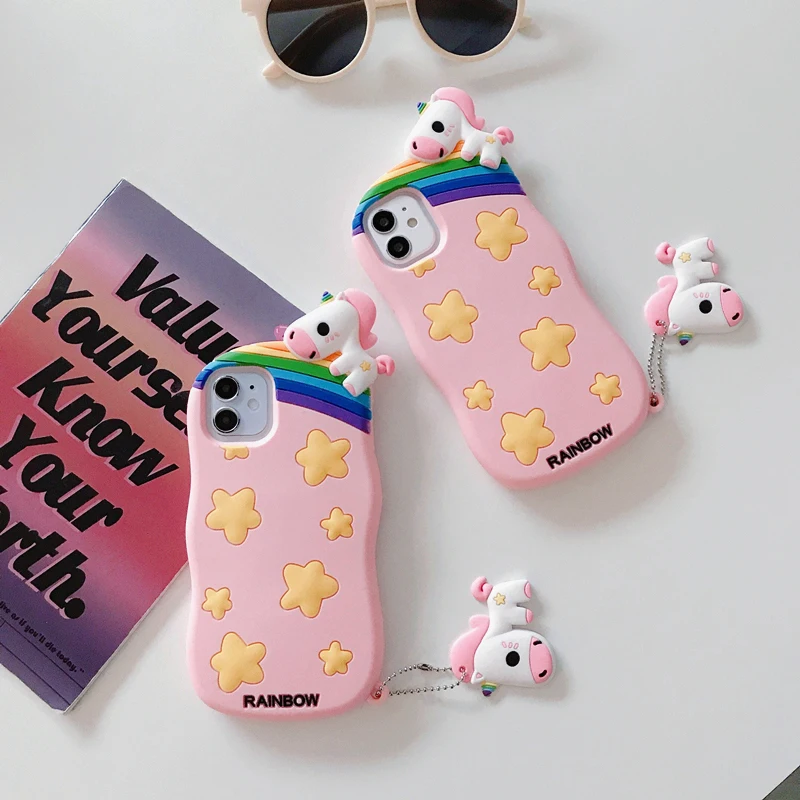 

Luxury 3D Cute Cartoons Unicorn Kawaii Phone Case For iPhone 12 Mini 11 Pro Max X XS MAX XR 7 8 plus 2020 SE Silicone Soft Cover