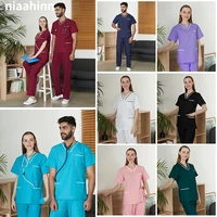 healthy breathable comfortable scrub outdoor beauty care workwear pet pocket set short sleeve nanny workwear clean medical care