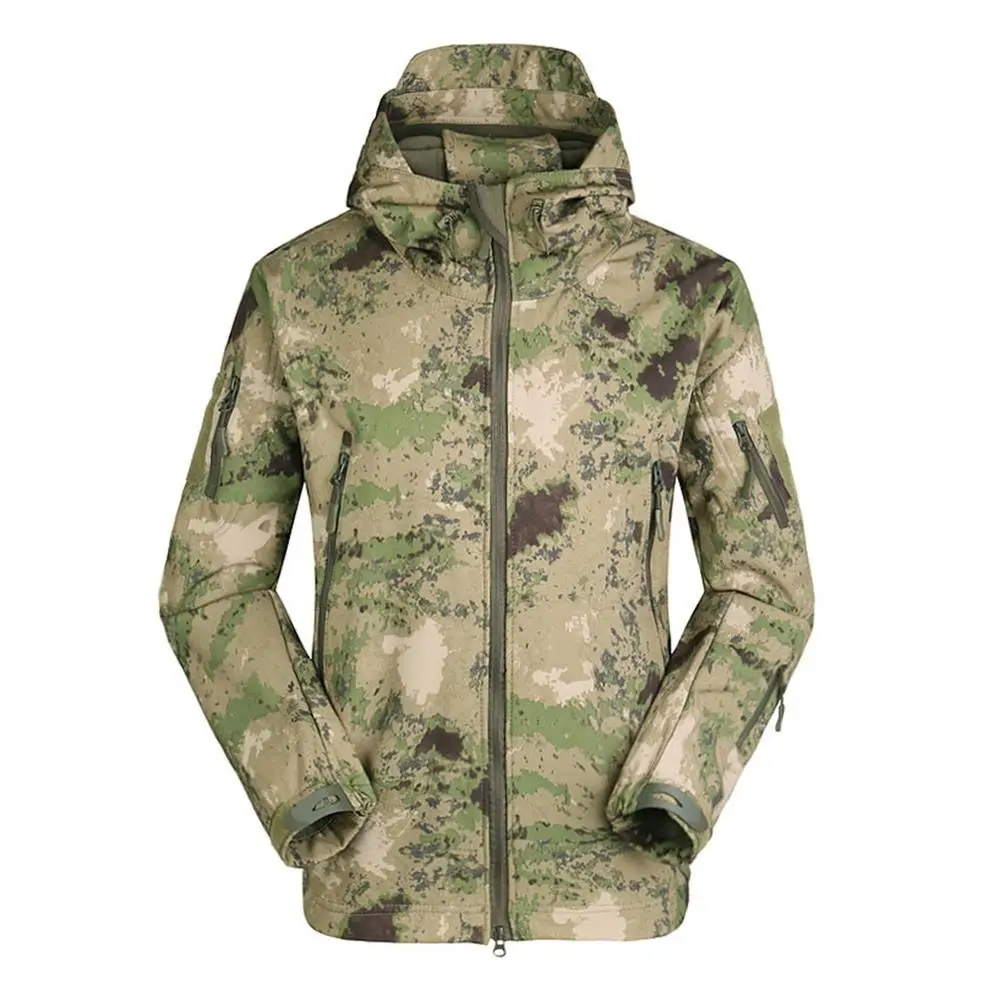 Yellow camouflage Военная Тактическая мужская куртка из кожи акулы мягкая оболочка водонепроницаемая ветрозащитная ветровка износостойкая Теплая мужская куртка - Цвет: Yellow camouflage