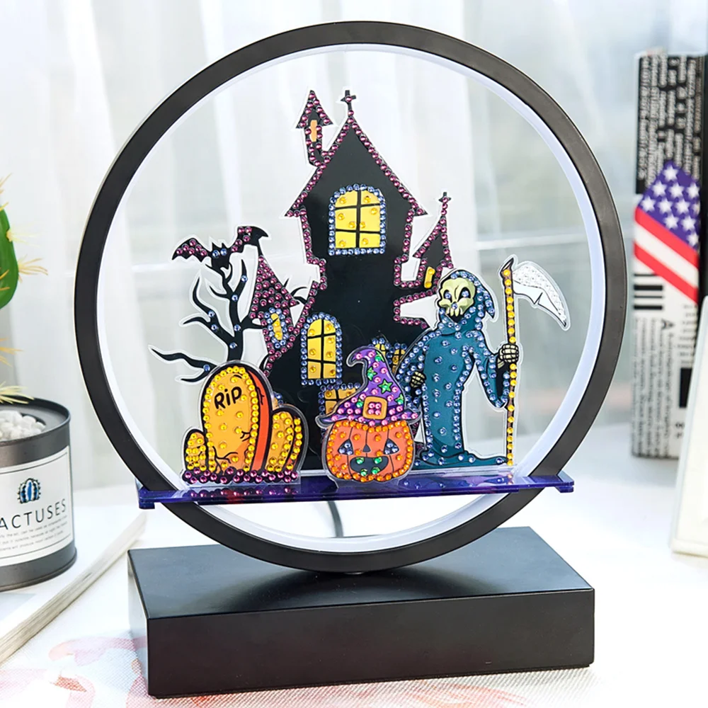 

2020 NEW Diamond Painting 5D High Quality Led Light Pad Diamond Mosaic Embroidery Lamp Night Light Halloween Decorate Gifts