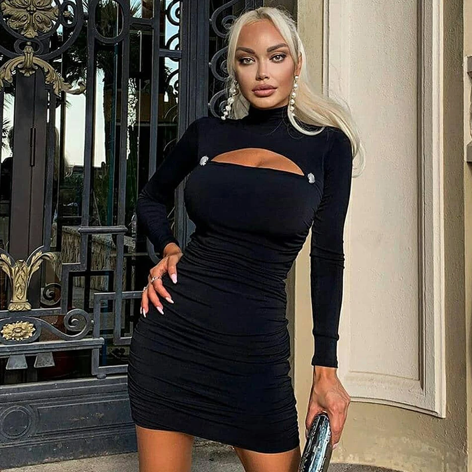 Новинка Зима 2019 модное женское Бандажное платье сексуальное облегающее с