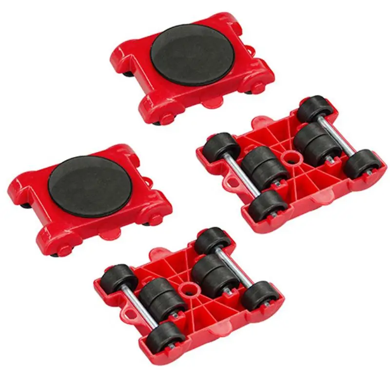 

Furniture Mover Tool Transport Lifter Heavy Stuffs Moving 4 Wheeled Roller with 1 Wheel Bar Set