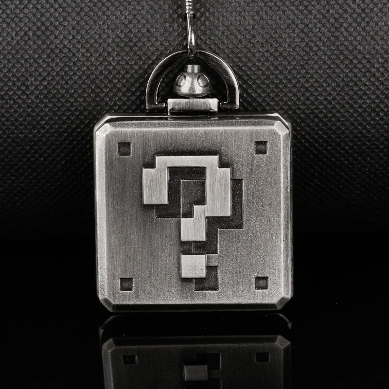 Забавный дизайн квадратные кварцевые карманные часы раскладушка значок вопроса