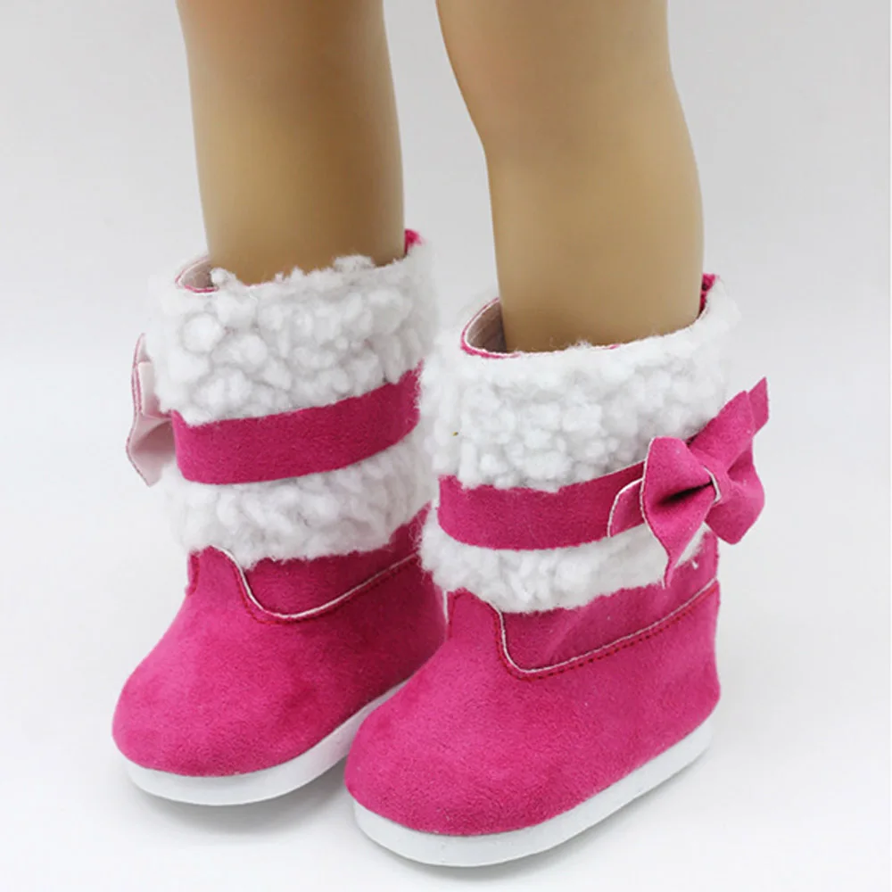 red boots for doll Размер 43 см, высота куклы для девочек, зимние сапоги, обувь для 1" куклы, новорожденные, куклы, зимние Рождественские туфли кукольные аксессуары - Цвет: red boots for doll