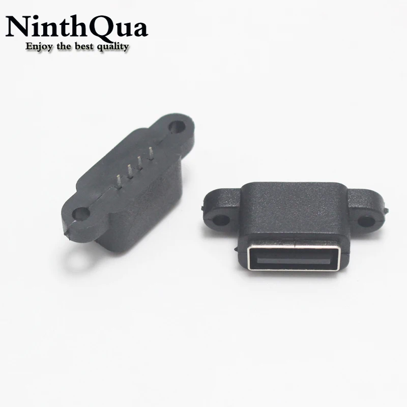 Водонепроницаемый USB a мама/4P 180 градусов короткий корпус с ушками 10 0 мм