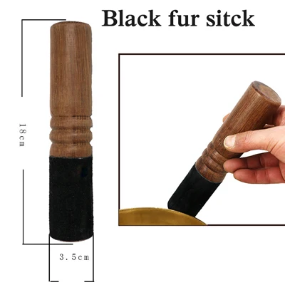 Black fur stick 18cm Тибетская Поющая чаша декоративная-настенная посуда домашнее украшение Xizang Sacred Dharma Monks Lama - Цвет: Black fur stick 18cm