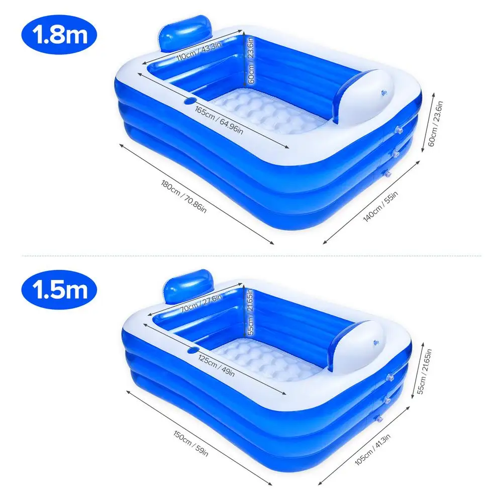 

Large Family Swimming Pool Inflatable Double Bathtub 3 Layers Thickened PVC Swimming Pool Rectangular Removable Pool Outdoor Big
