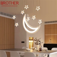 brother creative lights pendant modern led lamps moon and stars fixtures for home dining room decoration