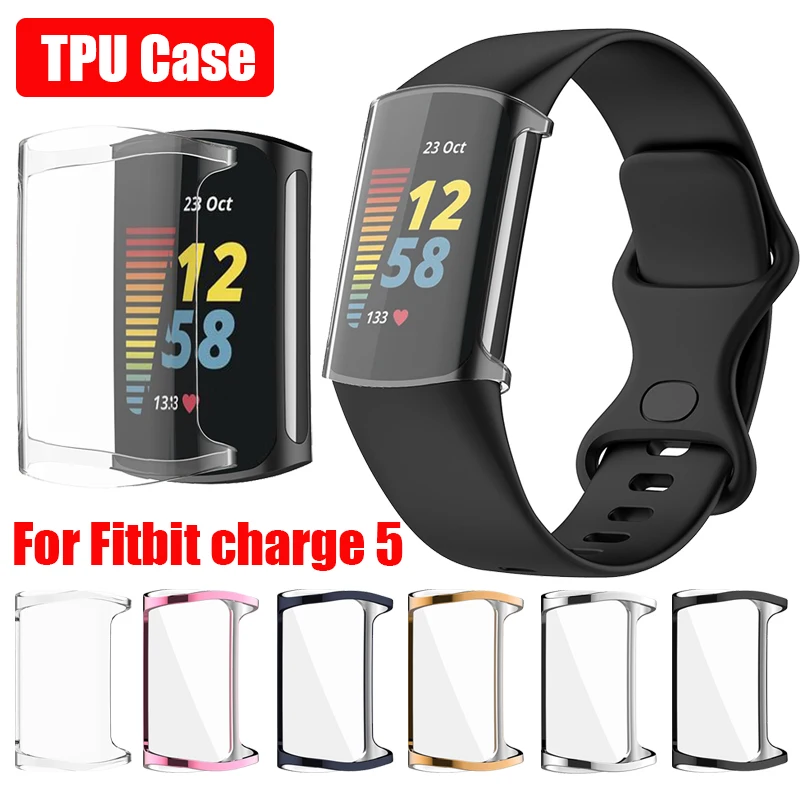 

Защитный чехол для Fitbit Charge 5, мягкий чехол из ТПУ с покрытием для защиты экрана, противоударный чехол-бампер, защитный чехол, аксессуары