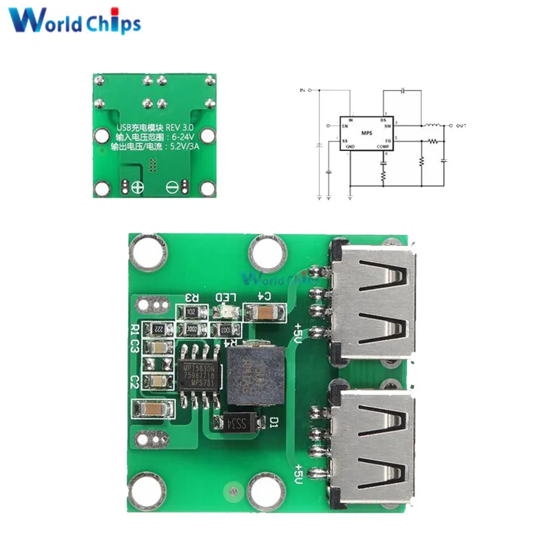 Зарядное устройство с понижающим модулем питания плата двойным USB выходом и