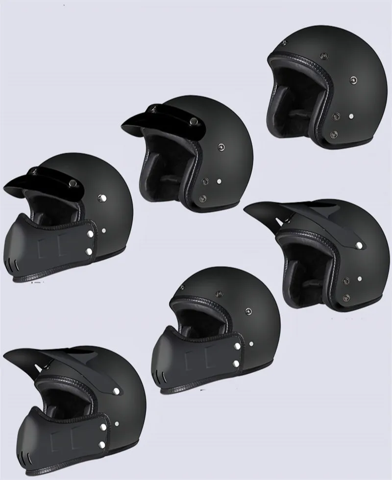 Matte Black Motorcycle Helmet De Cafe Racer Helmet Modular Full Face  Capacetes De Motociclista Modular S to XL enlarge