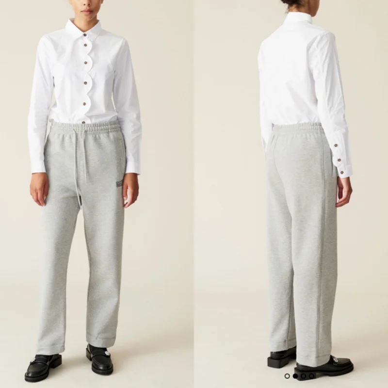 

White Retro Loose POLO Collar Long-sleeved Cotton Women Shirt