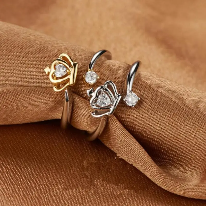 Midi Кольцо Корона Тип свадебные полосы для женщин CZ камень чистого золотистого