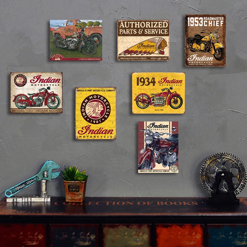 Мотоцикл плакат Винтаж металлическая банка доска значки в стиле ретро пластины