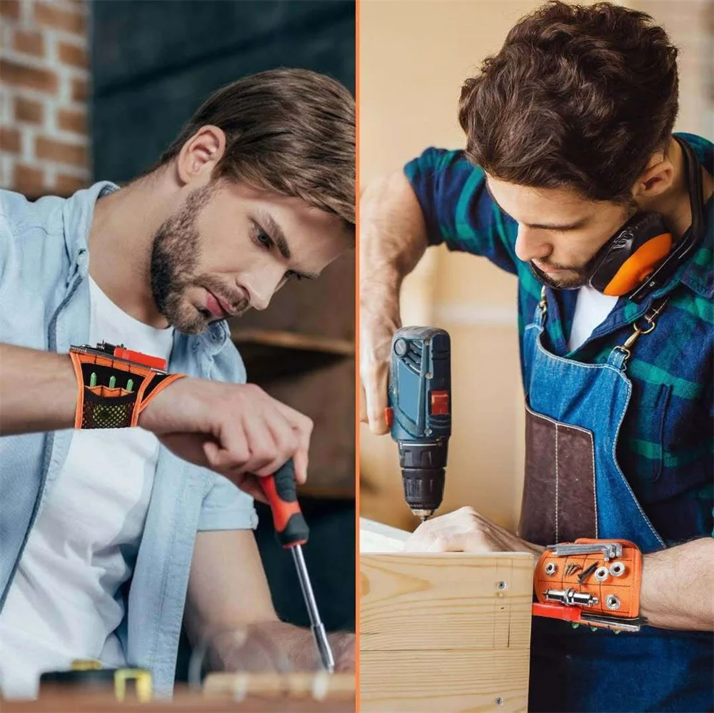 Magnetic Wristband Tool Bag For Screw Nail Nut Bolt Drill Bit Organizer Storage Repair | Инструменты