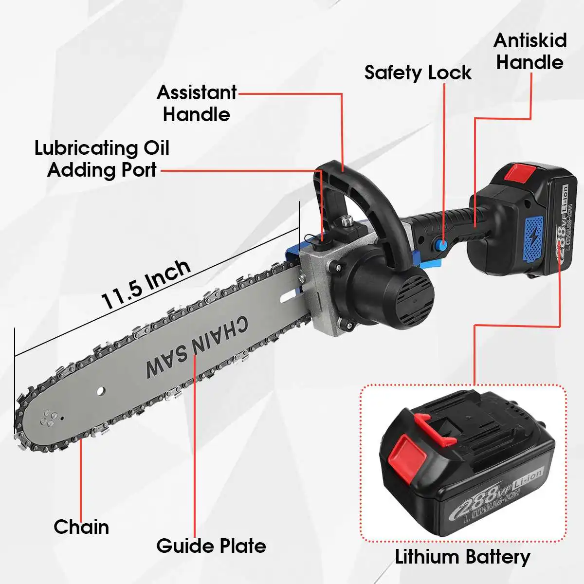 3200W 11.5 Inch Electric Saw Chainsaw with 2PC 22980mAh Battery Brushless Motor Rechargeable Wood Cutter For Makita | Инструменты