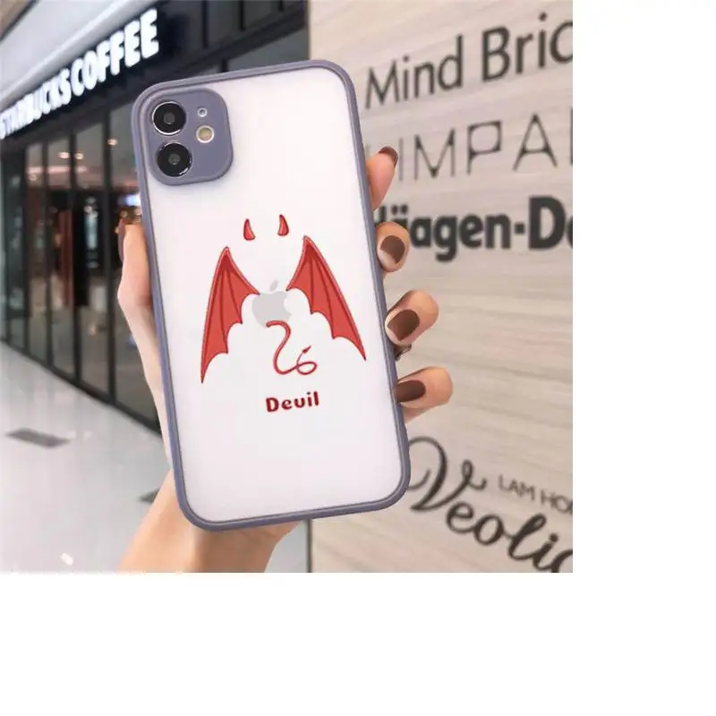 

Demon Angel Couple BFF Cartoon luxury Phone Cases shell matte transparent For iphone 7 8 11 12 plus mini x xs xr pro max cover