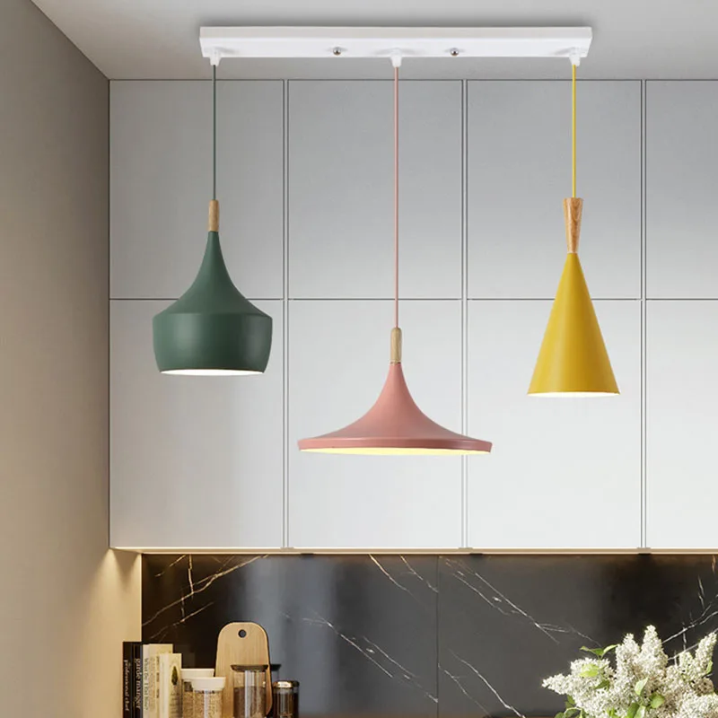 

Nordic Colorful Pendant Lights 1/3 Heads Kitchen Blue Pink Green Decoration Light Fixtures Bedroom Ceiling Hanging Lights E27