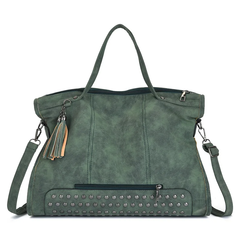 

Femme Soft PU Leather Matte Crossbody Bag Tassel Shoulder Bag Portable Large Capacity Shopping Totes