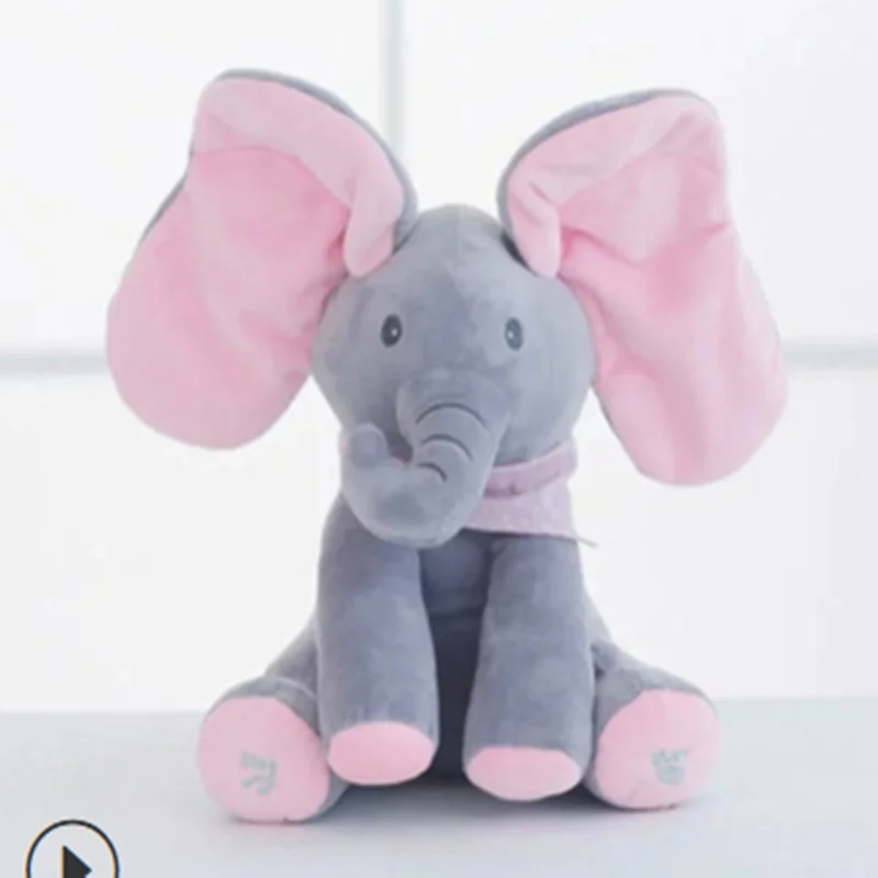 Baby Toys Elephant Plush Toys Will Sing with Music Elephant Cover Eyes Baby Elephant Doll Children Accompanying Toy Peekaboo