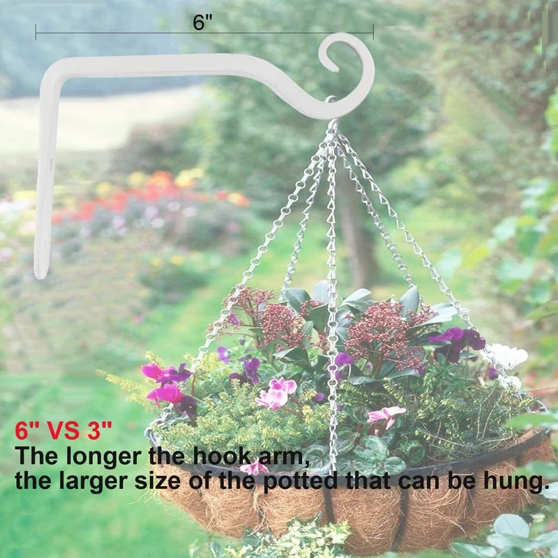 

2 Packs of Wall Hooks for Hanging Plant Stands for Bird Feeders, Flower Troughs, Lanterns, Wind Chimes, White, 10 Inches