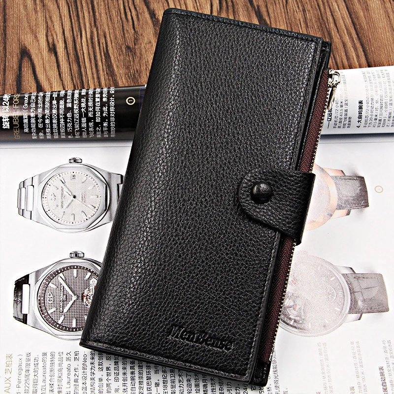 

MenBense Long Wallets Hasp Zipper Money Bag Card Holder Change Coin Handbag PU Leather Letter Print Clutch Bags Men Wallet