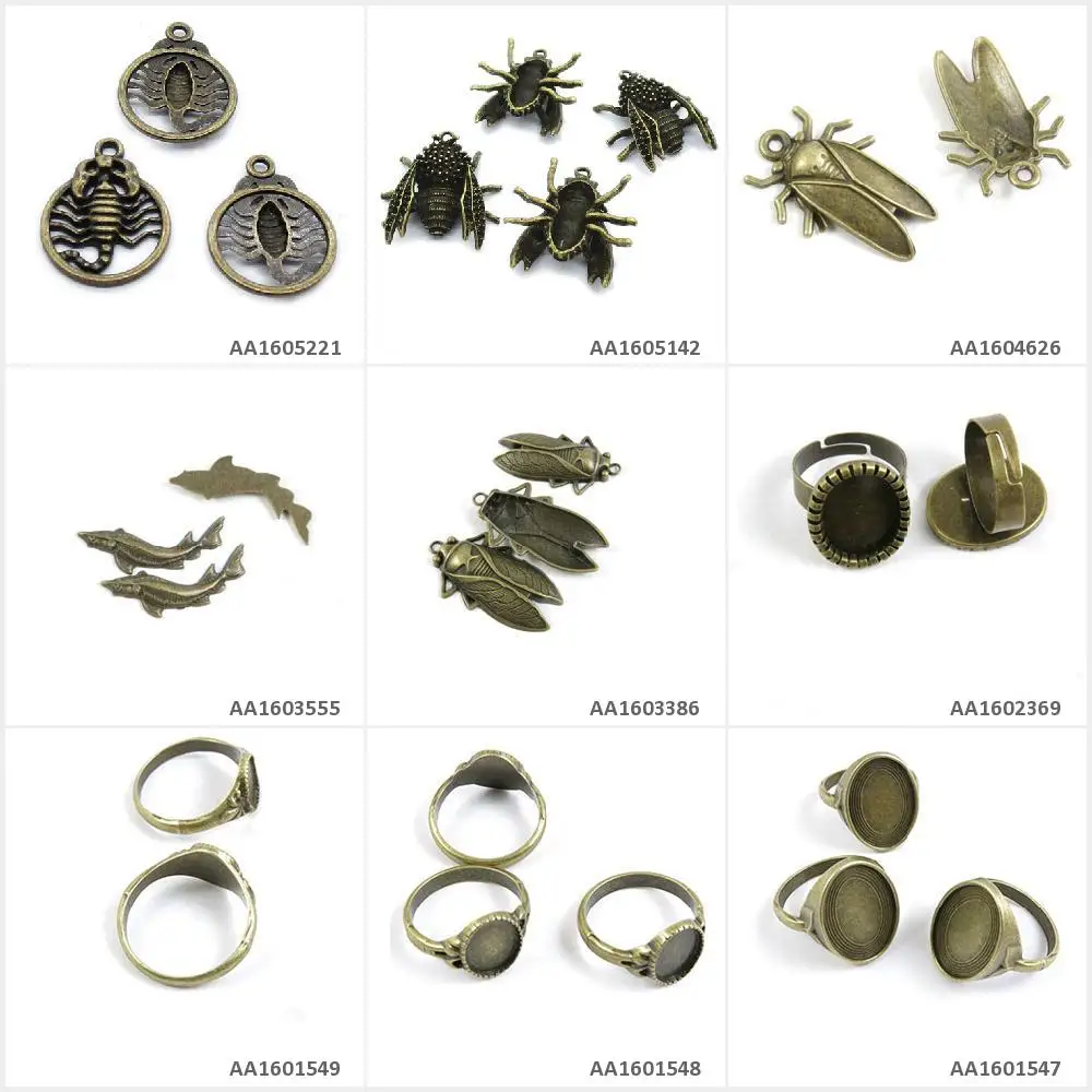 Античные бронзовые Подвески для изготовления украшений кольцо с кабошонами