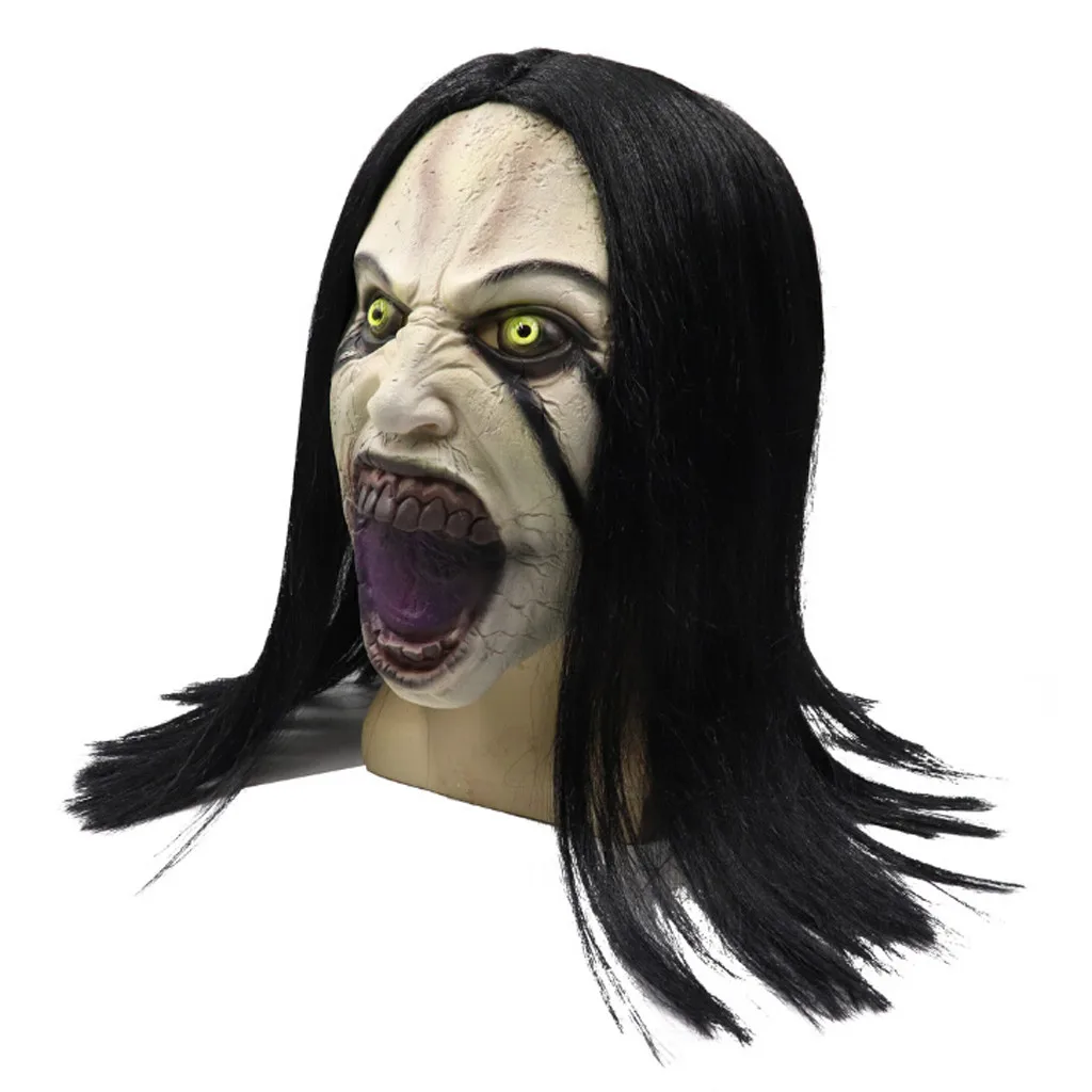 Маска на Хэллоуин 2019 латексный реалистичный парик женский стиль призрака маска