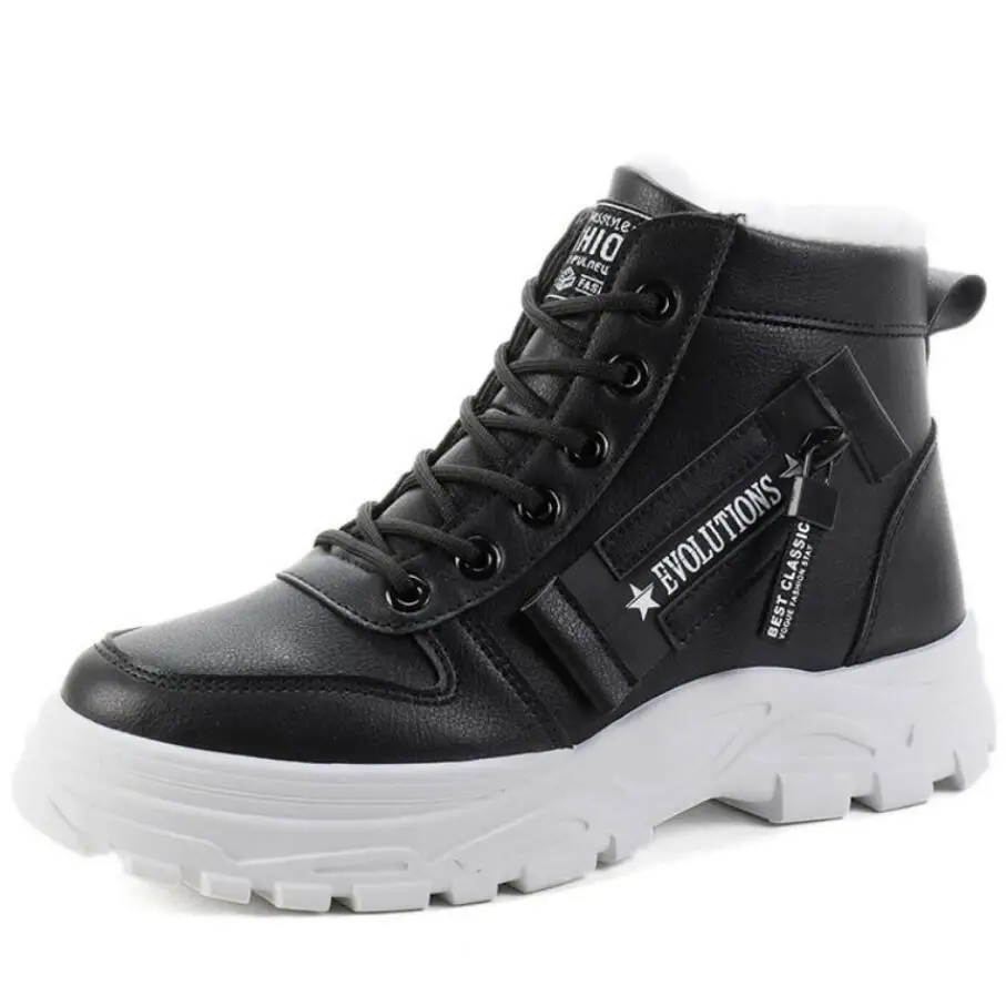 Женские плюшевые ботильоны на платформе повседневные теплые кроссовки с круглым