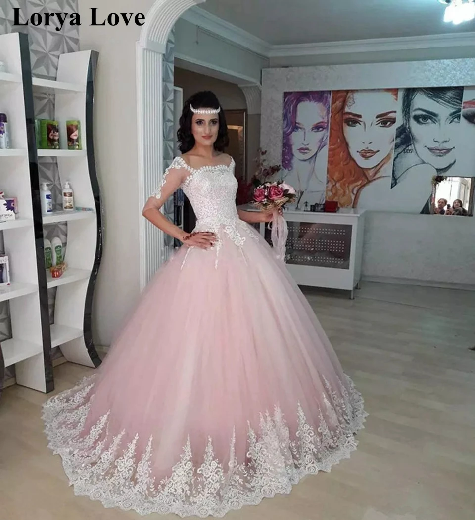 

light Pink Princess Quinceanera Dresses 2020 Off Shoulder half Sleeve Pageant Dress Sweet 16 Evening Gowns Long Vestidos 15 anos