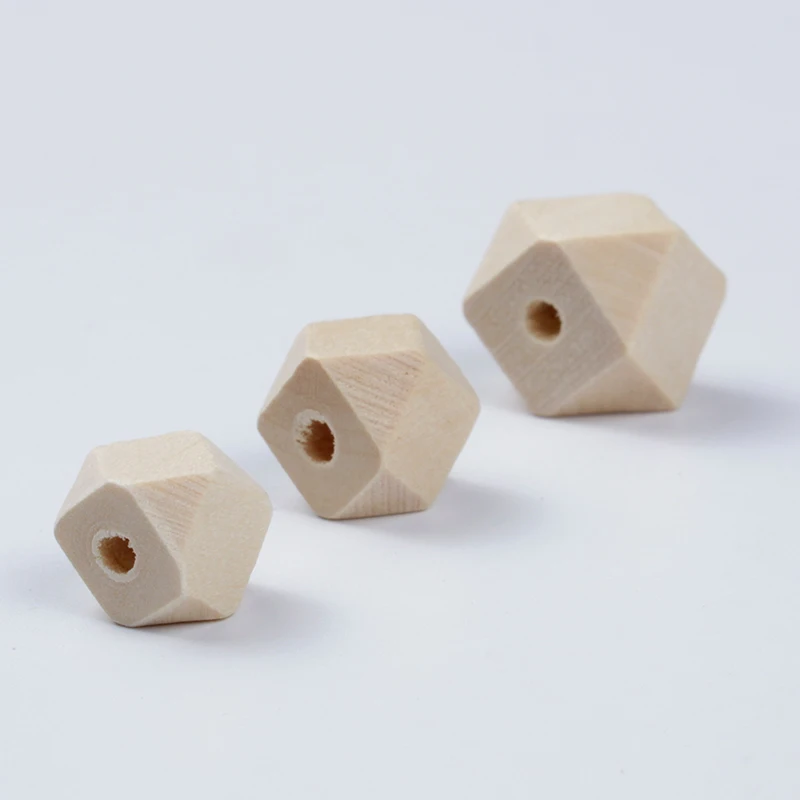 

2Pcs/Lot Natural Faceted Wooden Unfinished Geometric Spacer Beads For Handmade Jewelry Making DIY Bracelet Crafts Accessories