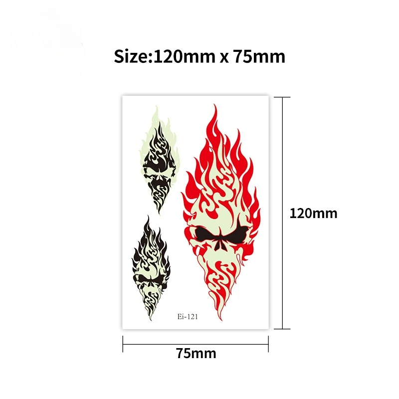 Светящийся водонепроницаемый временный наклейка татуировки Тотем Символ Пламени Звезд Луны Флэш-татуировки Волк Тело Искусство Рука Фальшивая Татуировка Женщины Мужчины на.