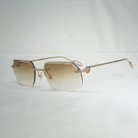 vintage diamond cutting rimless sunglasses men oculos new lens shape for women shade metal frame clear glasses gafas