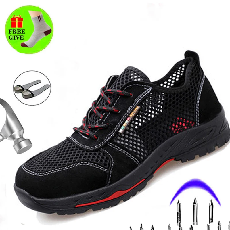Outdoor Breathable Labor Insurance Shoes Steel Head Anti-smashing Anti-piercing Safety Shoes Non-slip Wear-resistant Work Boots 2019 new breathable deodorant labor insurance shoes steel toe caps anti smashing safety shoes non slip wear resistant work boots