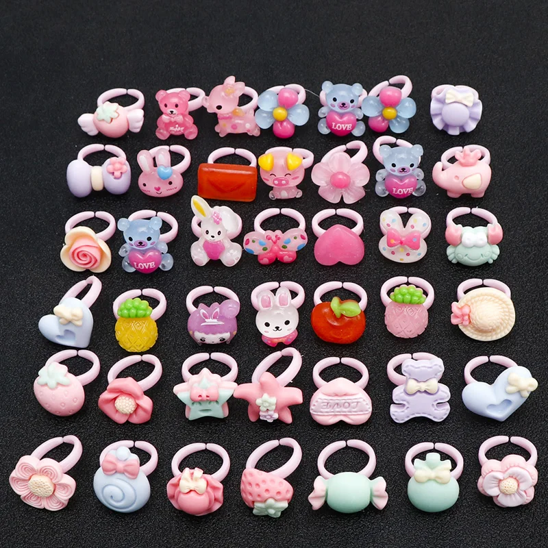 

Cute and Sweet Children's Open Ring Design Flower Animal Cartoon Children's Jewelry Fashion Ring Girl Gift Princess Set