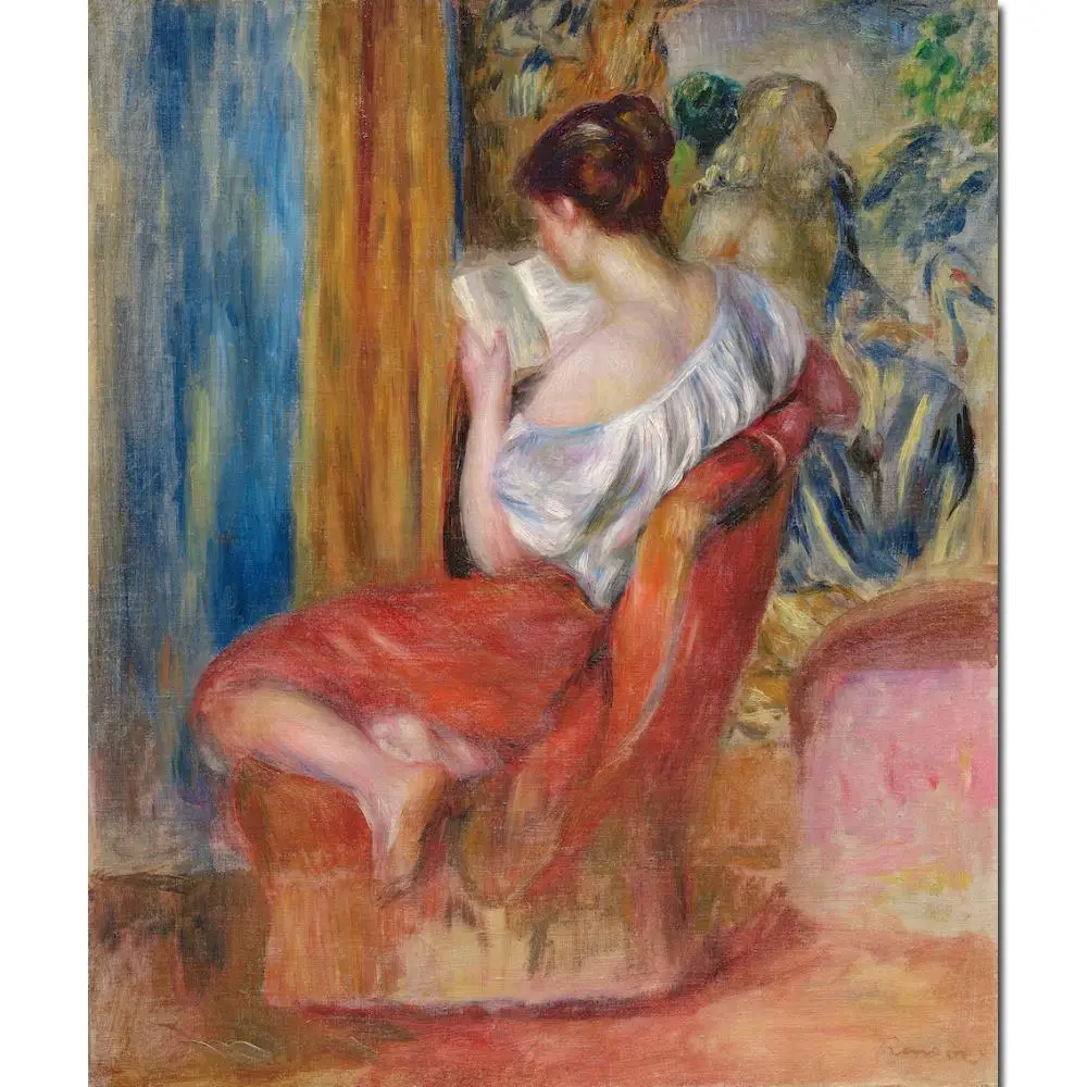 Beste Handgemaakte Wall Art Olieverfschilderijen Op Canvas Voor Woonkamer Pierre Auguste Renoir Lezen Vrouw Kunstwerk Speciale Gift Kerst