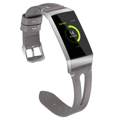gray Модный кожаный ремешок для Fitbit Charge 3 band спортивные Смарт-часы замена браслета ремень браслет часы ремешок - Цвет ремешка: gray