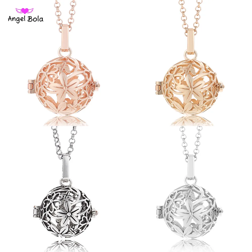 Цветочный узор диффузор эфирное масло клетка ожерелье 20 5 мм Ангел бола кулон для