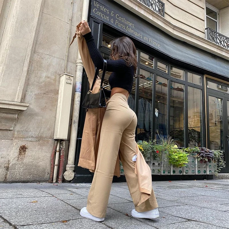 

Europe and The United States women's wear fashion all-match light and mature temperament drape high waist straight tube trousers