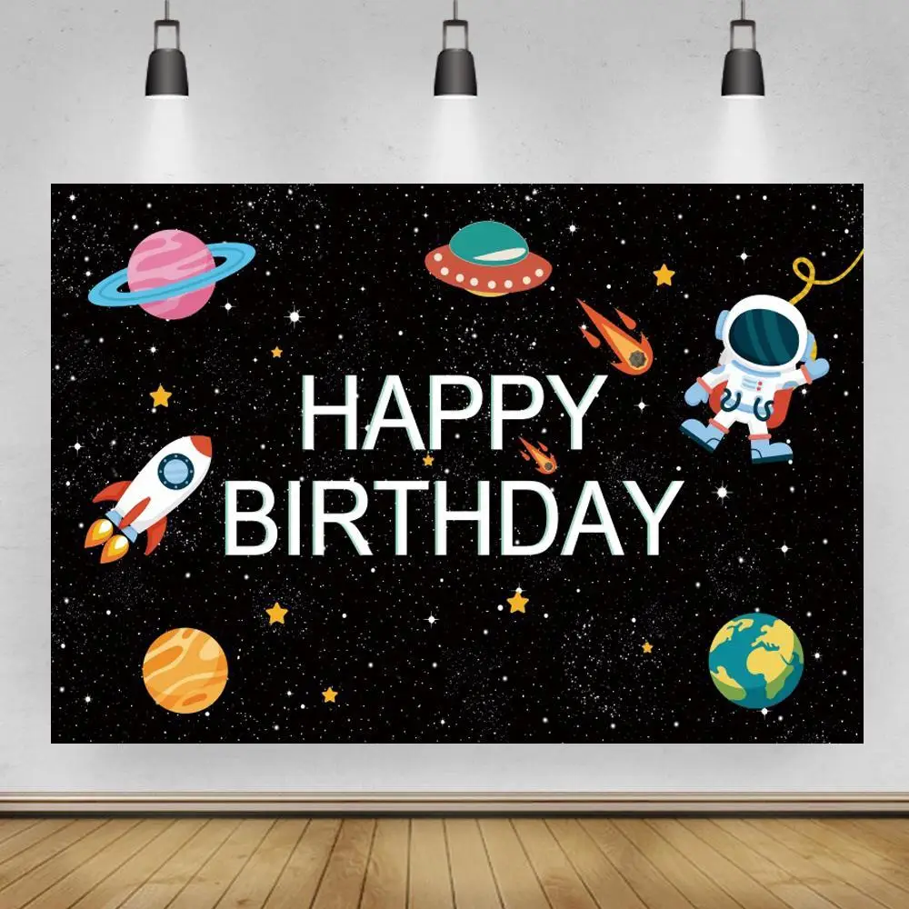 

Astronaut Kids Universe Space Theme Party Backgrounds Photo Galaxy Starry Sky Planet Rocket Boy Birthday Photography Backdrops