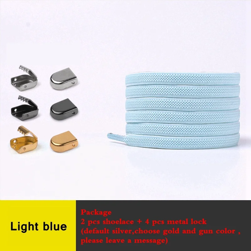 Light blue Шнурки без завязок, эластичные шнурки для обуви, уличные кроссовки для отдыха, быстрая безопасность, плоские шнурки для детей и взрослых, унисекс, обувь без шнурков - Цвет: Light blue