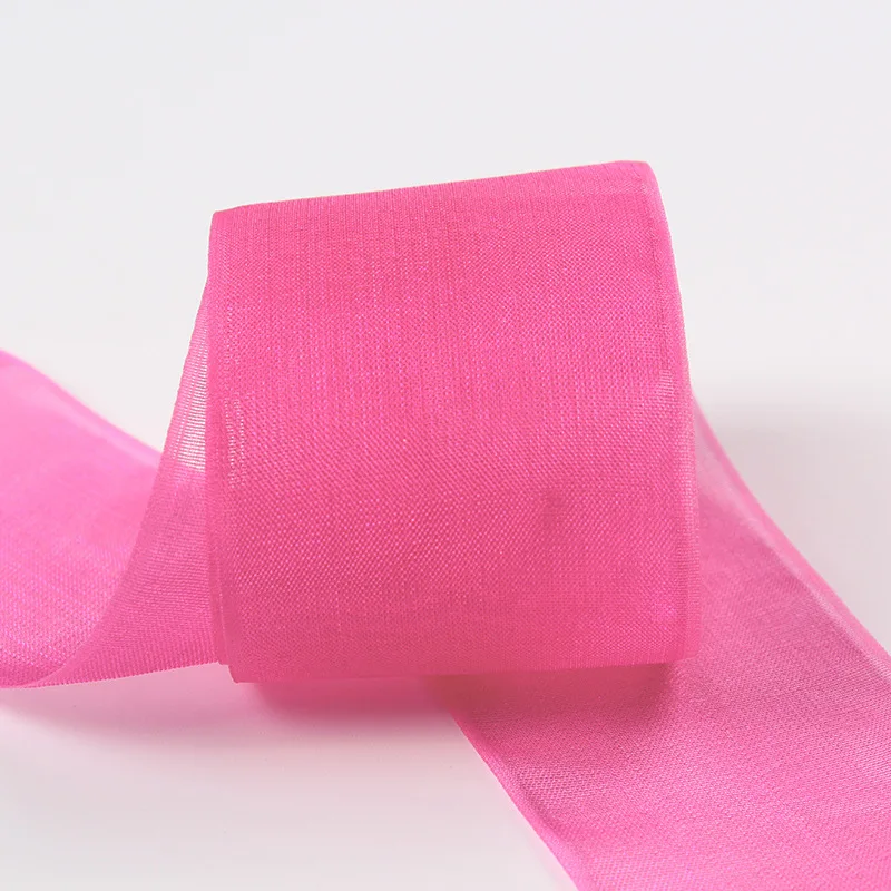 200 ярдов/рулон шифоновая Прозрачная Шелковая лента из органзы сатиновая