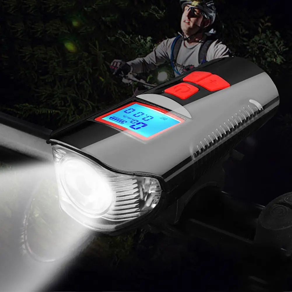

3 in 1 USB Rechargeable 10W 500LM 4 Modes T6 LED Bike Front Light Wire Computer Cycling Electric Bell Bicycle Headlight