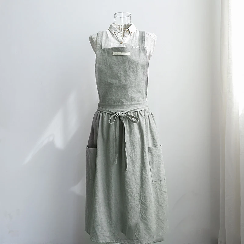 

Nordic quality home kitchen cafe waist canvas vest apron work apron kitchen apron with pocket couples apron Household apron