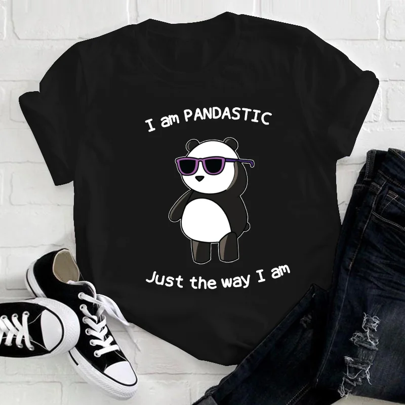 

Женская футболка с принтом панды, Винтажная футболка с коротким рукавом и графическим принтом, в уличном стиле, лето