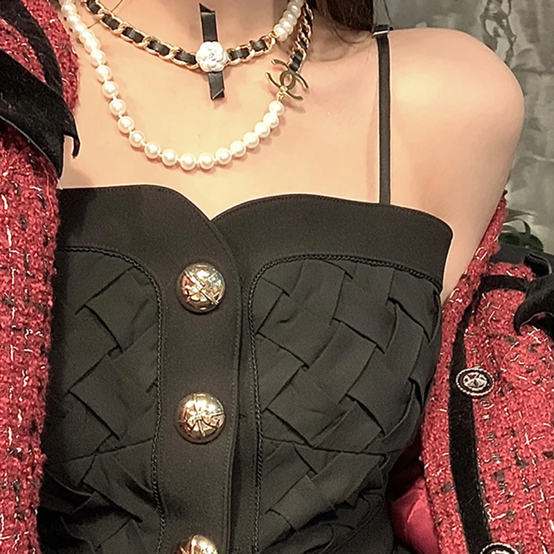 

GALCAUR Sexy White Camis Vest For Women Square Collar Sleeveless Patchwork Buttons Slim Solid Top Female 2021 Summer Clothes New