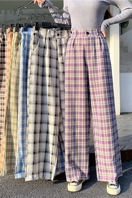 Клетчатые повседневные женские брюки большого размера для девушек | Женская